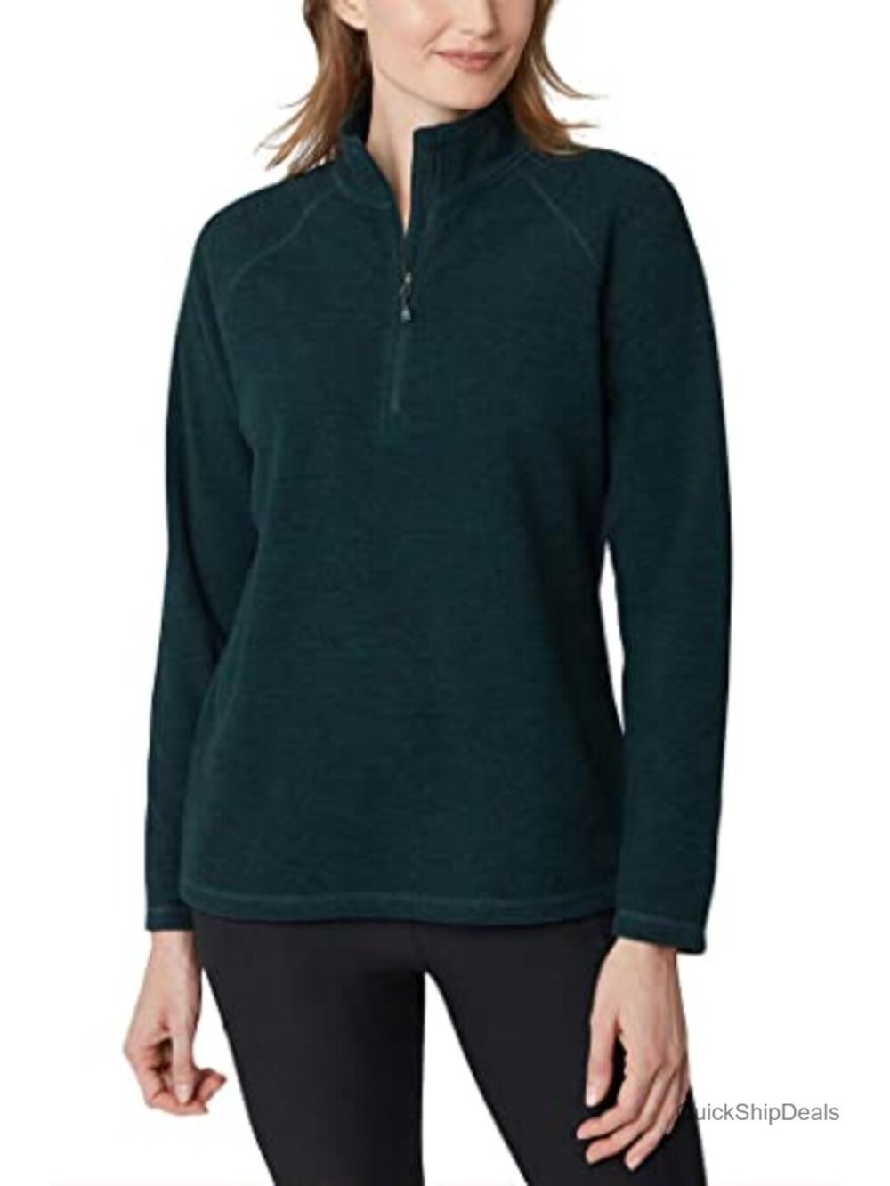Ultra Soft Fleece 1/4 Zip Long Sleeve Pullover Mock Neck Top